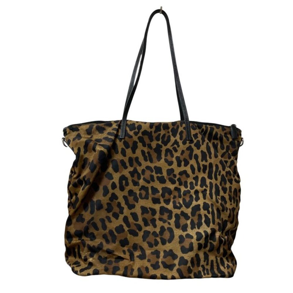 Prada Leopard Pattern Tote Beige Black - image 3